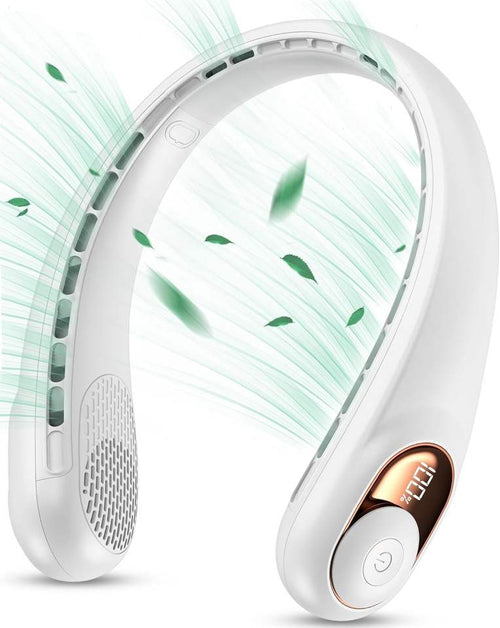 Portable bladeless neck fan in white