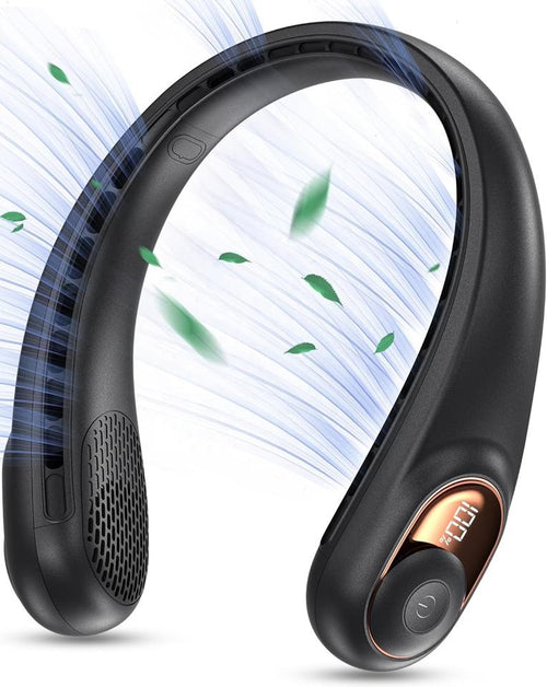 Portable bladeless neck fan in black